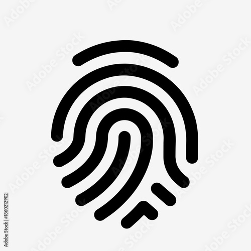 Modern Black Fingerprint Icon for Security and Biometric Identification