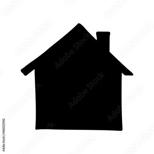 Simple Black House Silhouette on White Background for Design and Illustration
