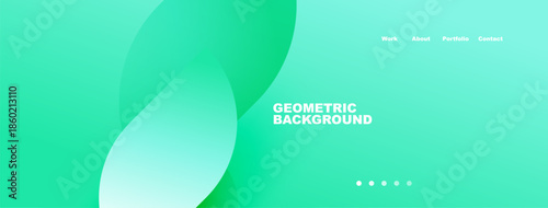 Abstract design features flowing shapes, vibrant turquoise hues, minimal text. Modern aesthetic suitable for website header or banner.