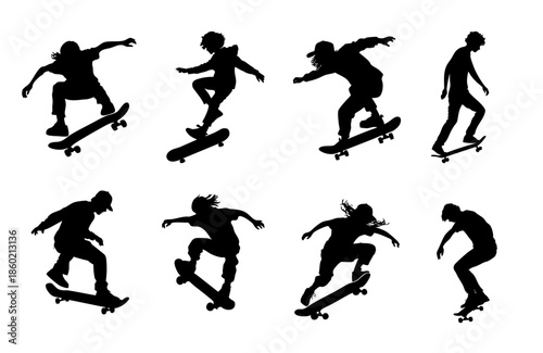 skater with skateboard silhouette collection