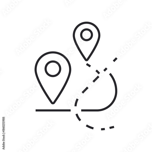 distance icons outline and Flat Style,transparent background