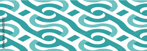 Teal light blue abstract Pattern interwoven curved lines diamond shapes on vector