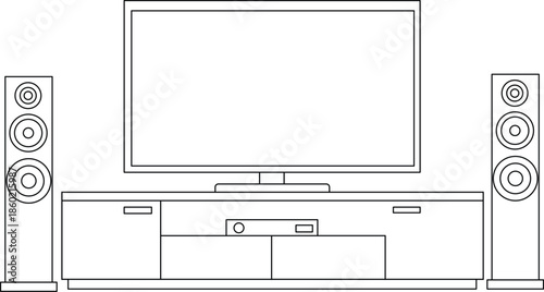 Modern home theater setup with tv and speakers