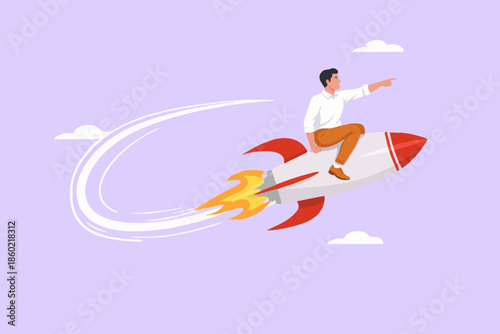 Man Riding A Rocket Ship