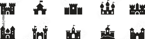 Castle Icon Fortress Medieval Architecture Structure Building Tower Palace Kingdom Royal Stronghold Defense Security Landmark Protection Heritage History Ancient Flat Design