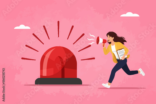 Woman with Alarm and Megaphone