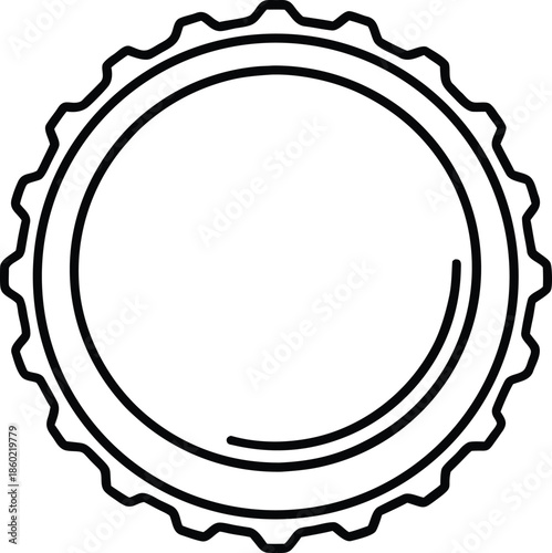 Beer bottle cap line art circular with ridged edge
