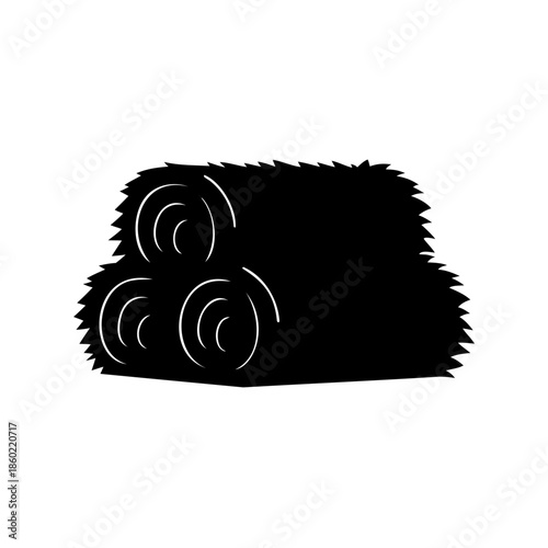 Stylized monochrome illustration of hay bales stacked in a pile formation