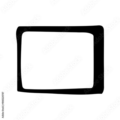 Bold black rectangular frame with slightly rounded corners on white background