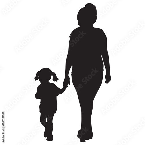 Mother and Daughter Silhouette Vector Illustration Isolated Family Bond Design
