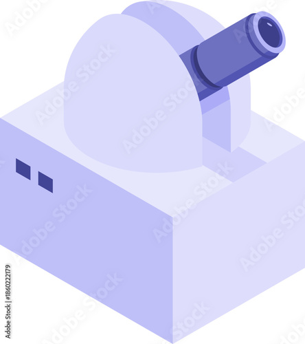 Isometric illustration of a futuristic astronomical observatory with a telescope ready for stargazing
