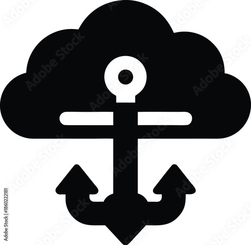ar cloud anchor silhouette vector illustration on transparent background