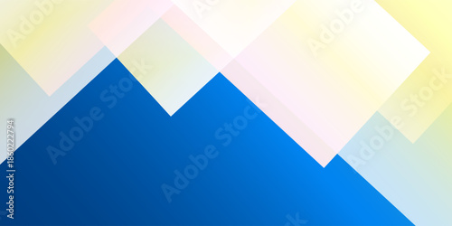 Modern abstract vector design template with overlapping translucent squares in blue, yellow, and pink gradients. Ideal for presentations, web banners, and marketing materials.