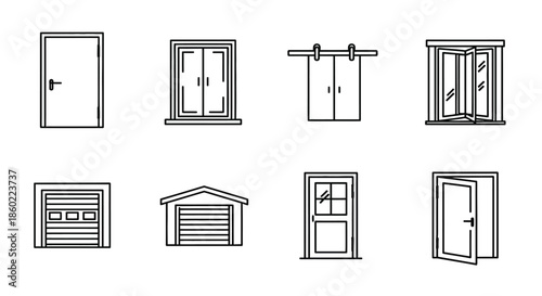 Various types of doors and windows