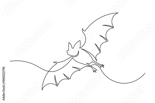 Nocturnal animal continuous outline drawing simple style halloween element