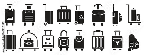  travel bag and luggage icons 