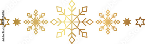 Carved snowflake. Vintage gold glitter foil snowflake. Christmas sparkling design decoration. Luxury element for New Year card and invitation. Elegant snow crystal flake. Vector illustration, EPS 10.