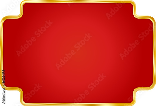 Red Gold Christmas red price tag. Vintage luxury frame with border. Birthday and New Year gift voucher. Royal elegant emblem. Premium label template. Sale certificate. Vector illustration, EPS 10.
