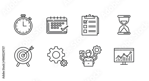 Time management and productivity icons