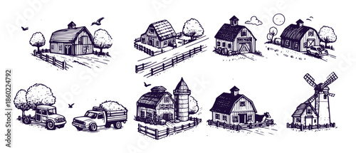 vintage farm sketch collection