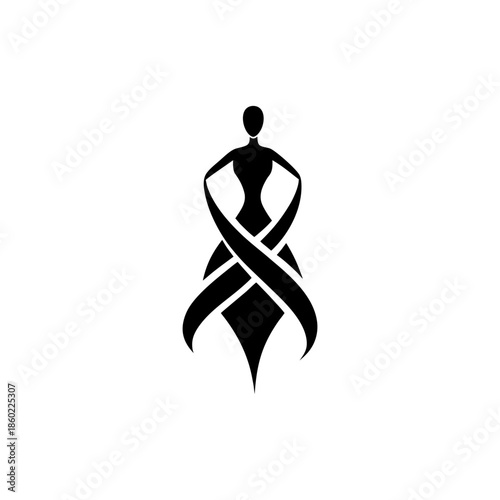 High end fashion logo with abstract ribbon forming elegant motion On white Background Vector illustration