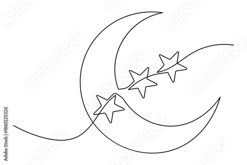 Simple outline illustration of a crescent continuous single line art