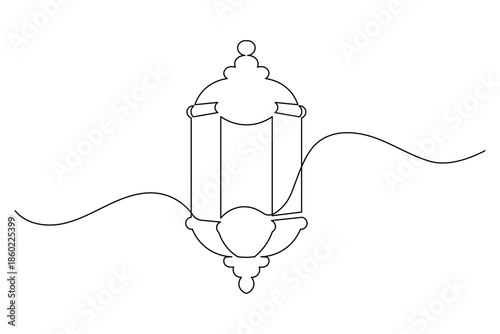 Single line art illustration of a mosque continuous outline drawing