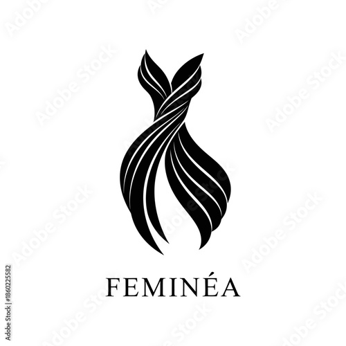 Elegant abstract feminine dress logo design.
