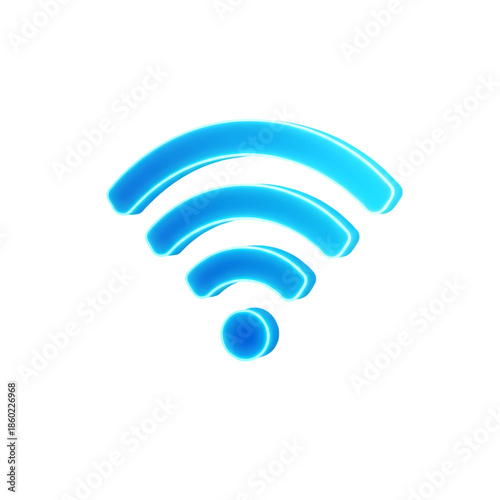 Glowing blue WiFi symbol on black background