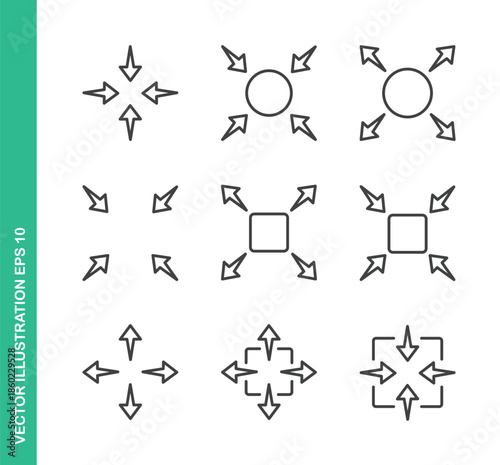 Window control buttons Icons. Thin Line Symbol Elements Collection.