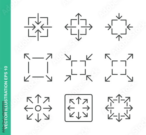 Window control buttons Icons. Thin Line Symbol Elements Collection.