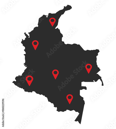 Grey vector colombia map