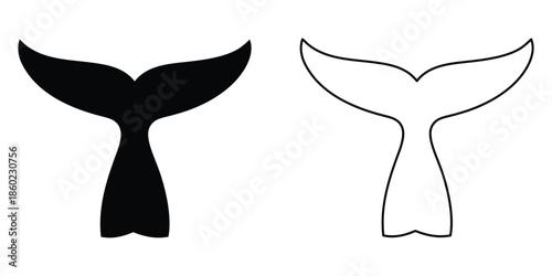 whale tail silhouette vector, mermaid tail icon