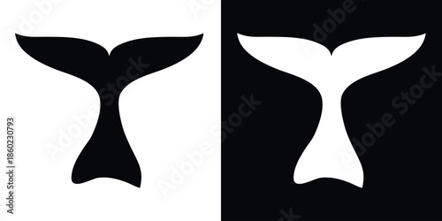 whale tail silhouette vector, mermaid tail icon