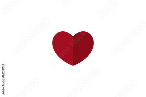 simple flat papercut heart icon red