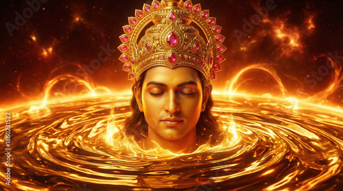 Lord Vishnu Meditating in F...