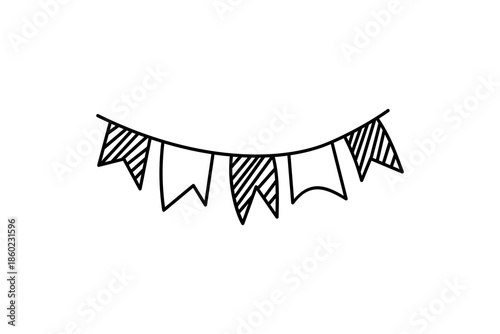 festival hand drawn bunting banner flag icon outline