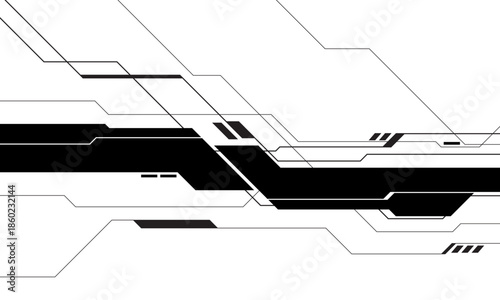 Abstract technology technology futuristic black cyber line on white design modern background vector