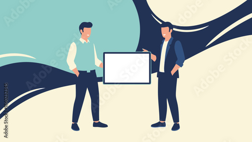 Business Presentation Discussing Strategies with Digital Tablet in Modern Office Setting