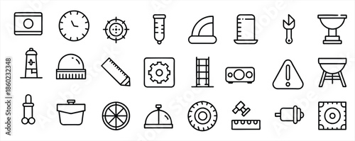 measuring icon set editable stroke outline icons set 