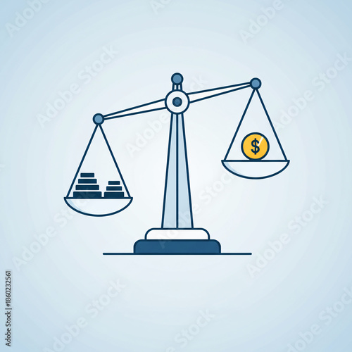 A classic balance scale, a vector illustration of equilibrium and justice.