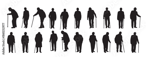 old man silhouette white background