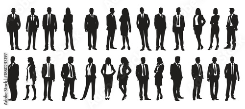 business people silhouette set business man and woman 