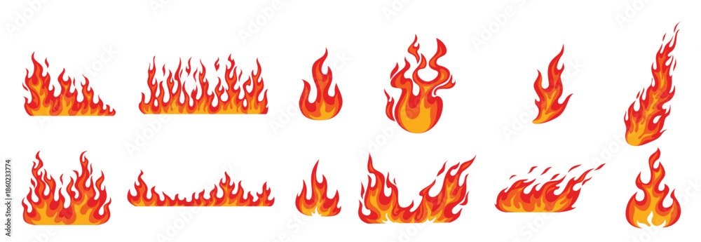 Fototapeta premium cartoon fire flames bonfire fire burning flames