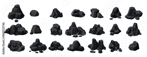 cartoon coal ore black charcoal graphite lump