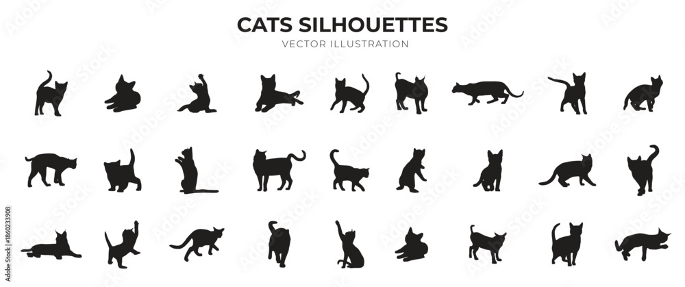Fototapeta premium Cats silhouettes vector illustration