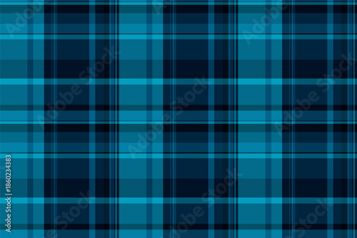 Teal plaid background texture, contemporary seamless fabric check. Printing tartan pattern vector textile in cyan and dark colors.