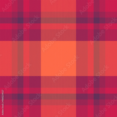Stroke pattern fabric texture, quiet background seamless vector. Paisley tartan check textile plaid in red and pink colors.