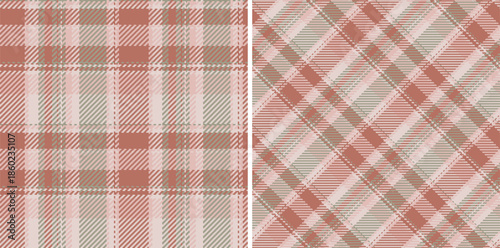 Seamless check vector of textile fabric background with a tartan texture plaid pattern. Set in coffee colors in current fashion trend.