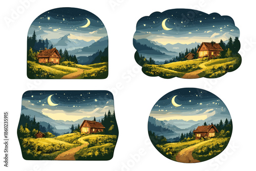 Enchanting Mountain Cabin Under a Starry Night Sky